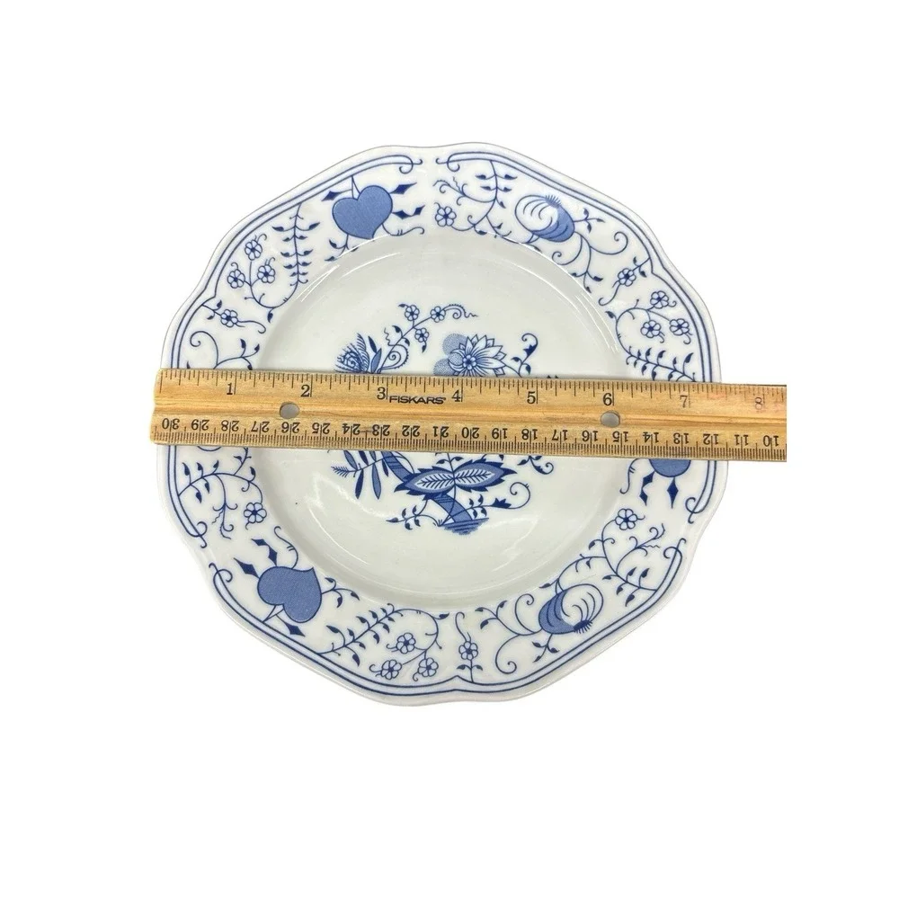 Set of 4 Bohemia Czechoslovakia Inglazed Blue Onion Henriette‎ Plates 7-3/4